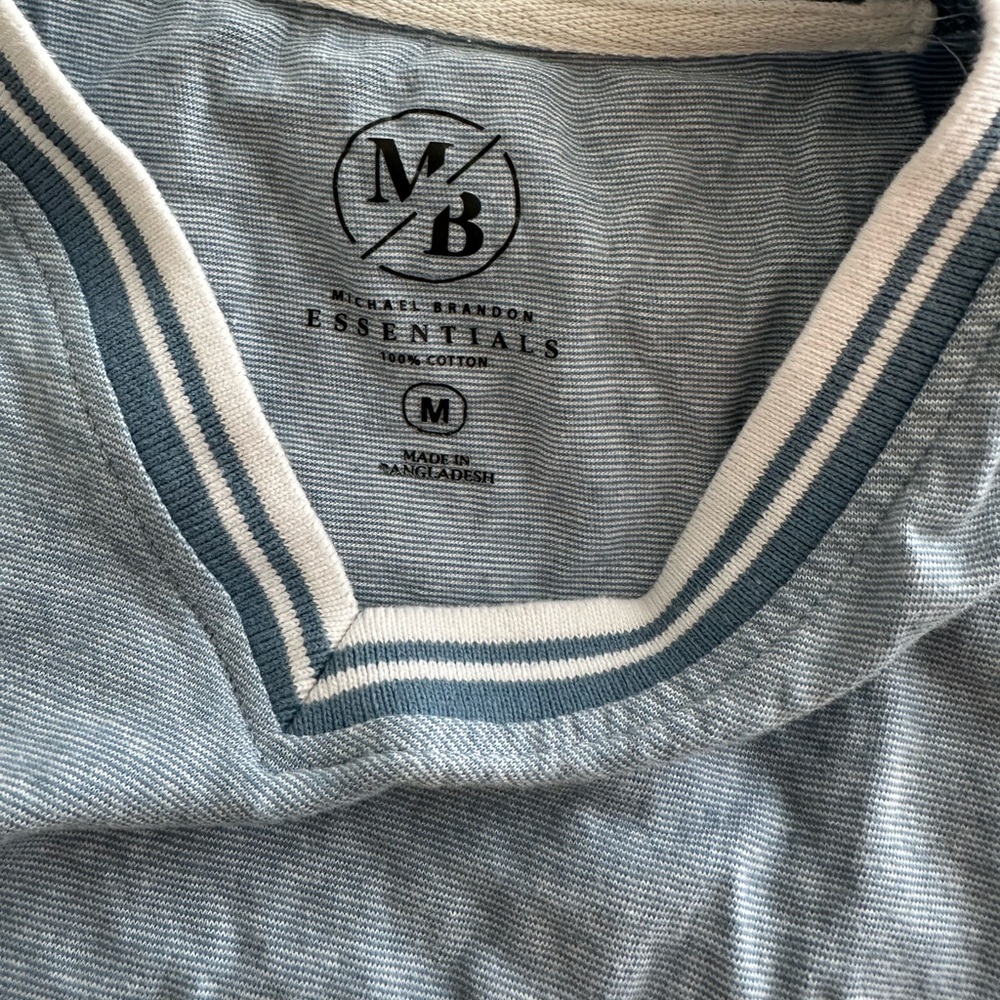 Michael Brandon Essentials Striped V-Neck Tee